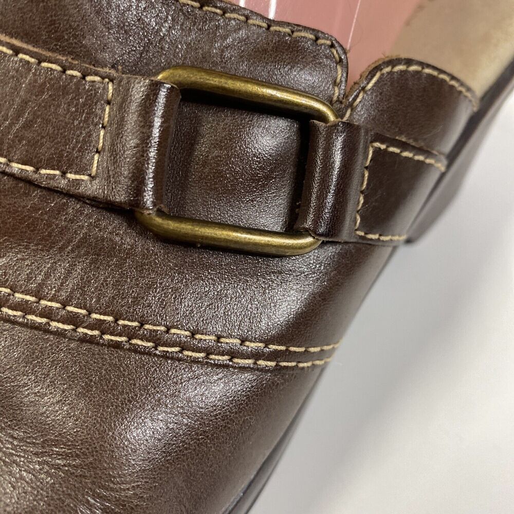 Naturalizer Brown Leather Clogs Women's Sz 10M Lial Mules S110 Metal Accents - Picture 13 of 15